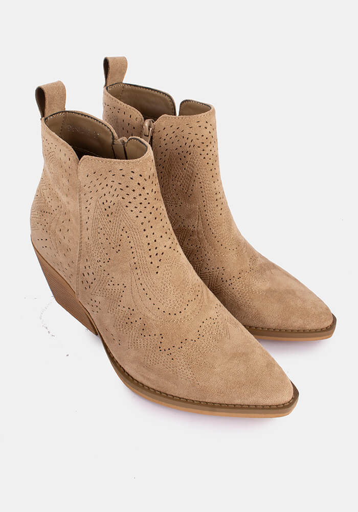 Γυναικείο Μποτακι Χακι Suede κωδ:DES8002